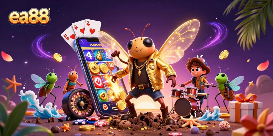 Experience the excitement of ea88 in this vibrant 3D casino illustration showcasing thrilling gaming elements.