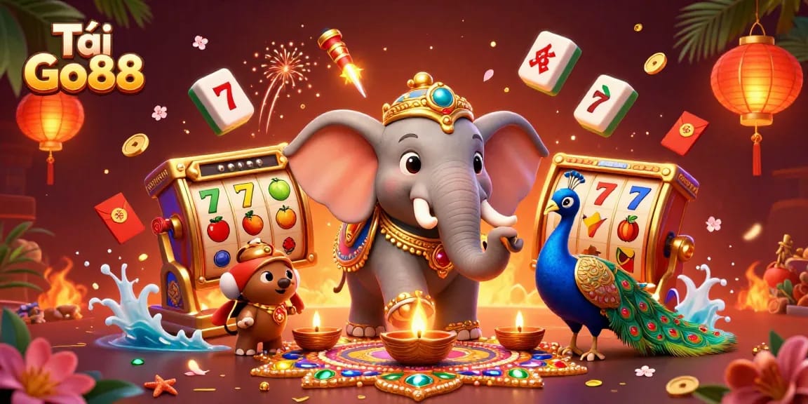 Experience Tải Go88 with vibrant 3D characters and gambling elements in a dynamic scene.