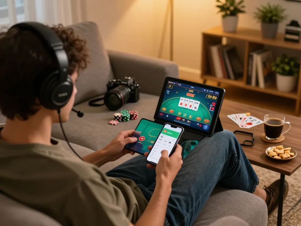 Experience dynamic gameplay with the link lc88 app on tablet in a cozy home setting.