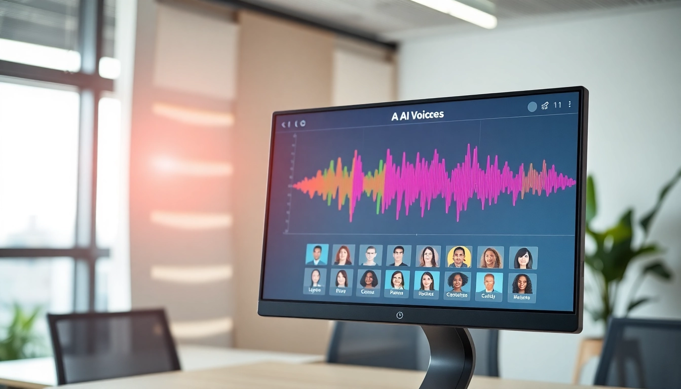 Generate diverse AI Voice representations in a modern office setup.