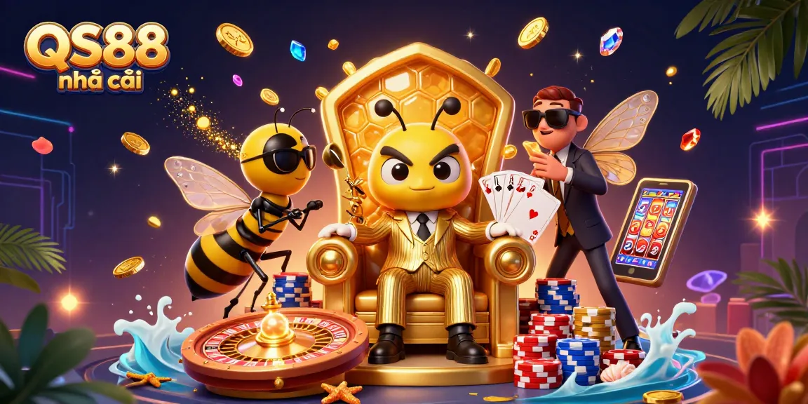 Experience thrilling winnings at QS88 nhà cái with vibrant 3D casino-themed illustration.