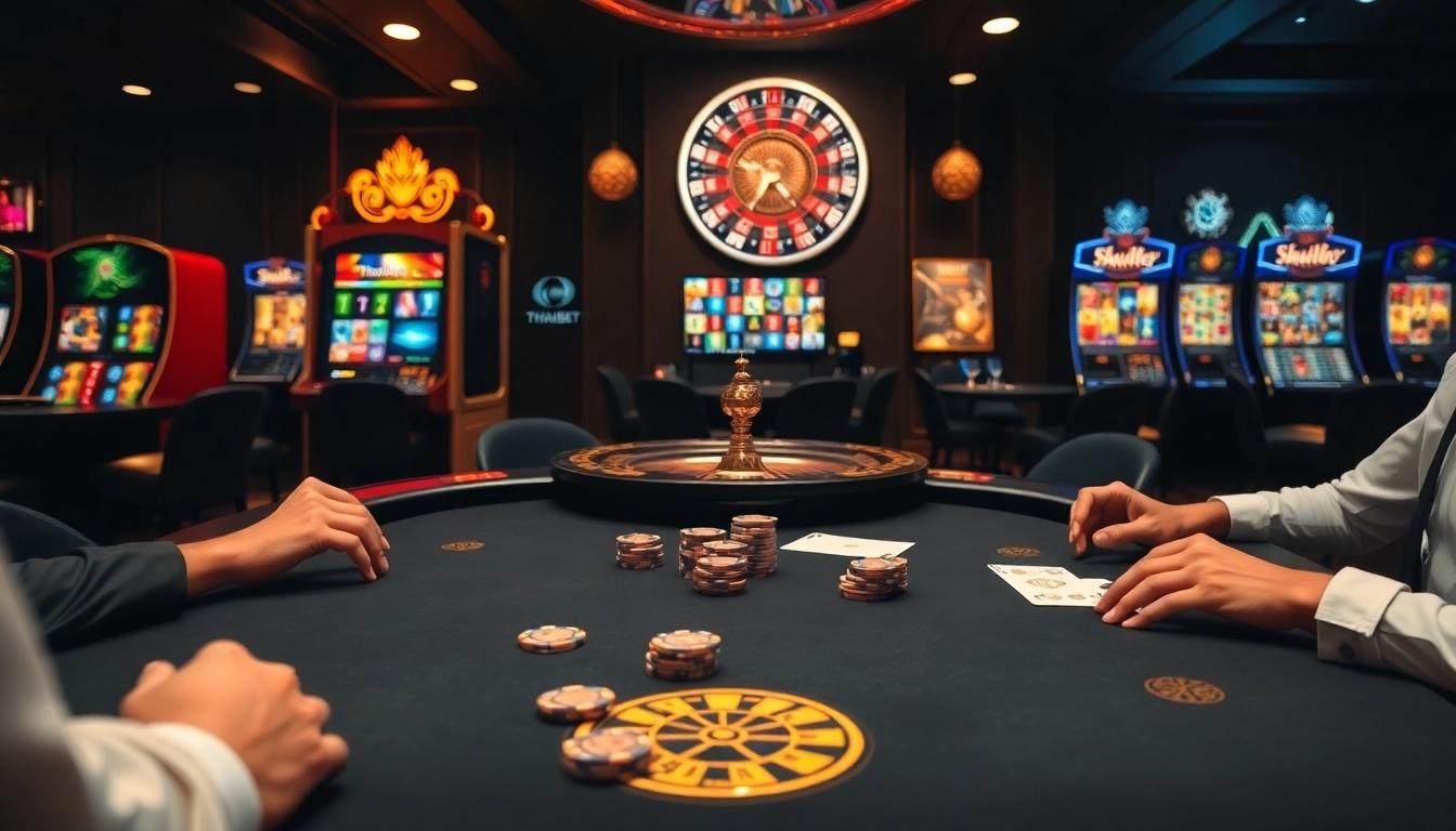Experience the excitement of winning at Trang chủ thabet with professional gaming setups and vibrant casino atmosphere.