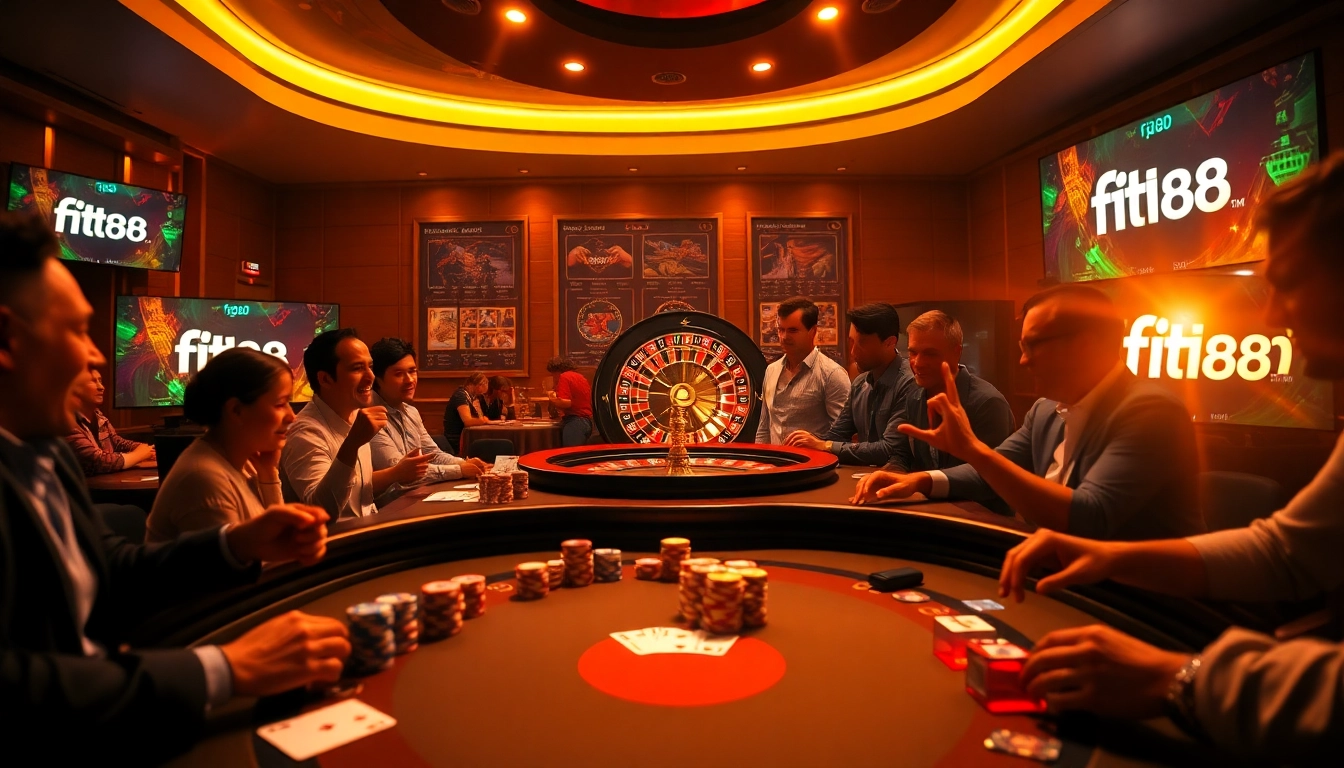 High-stakes poker action at f168 casino with vibrant chips and engaging players.