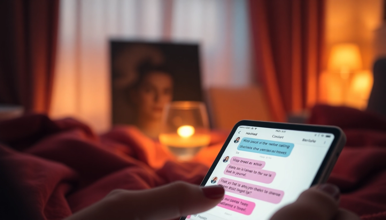 Engaging conversation on sex AI chat displayed on a tablet in an intimate setting.