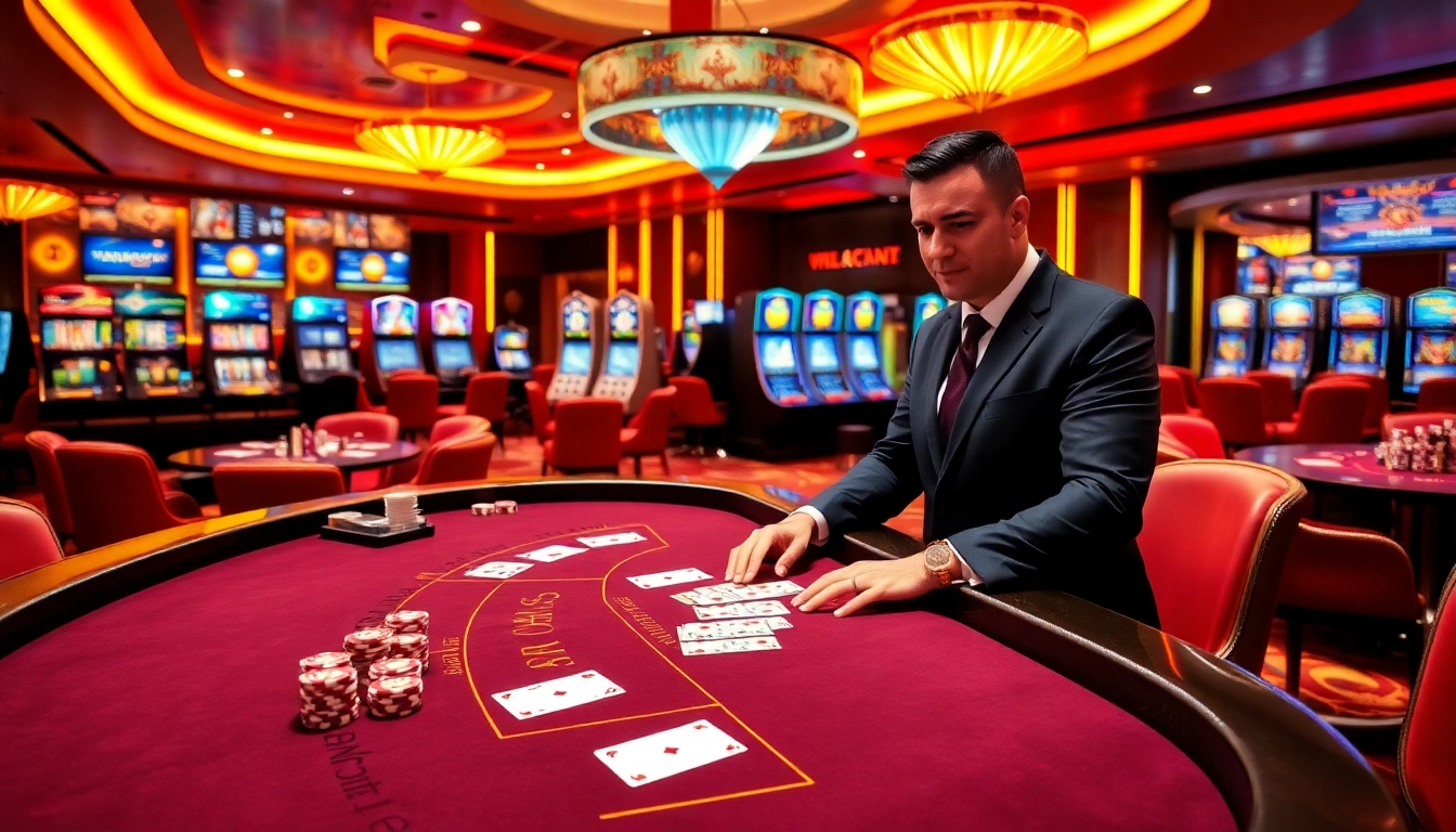 Engaging in free credit baccarat gameplay at a luxurious casino table with vibrant chips.