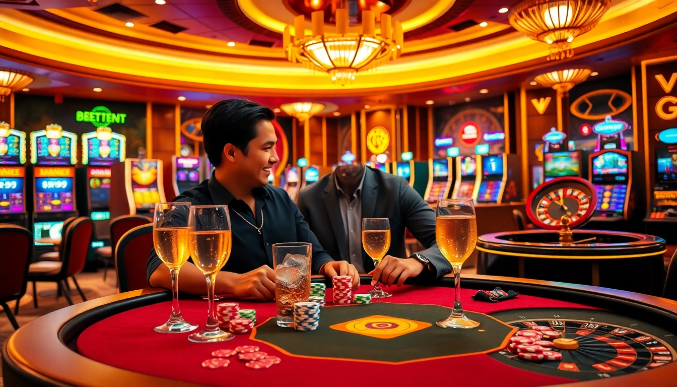 The thrilling casino atmosphere showcasing link vào 789f at a vibrant poker table, filled with chips and joyful players.