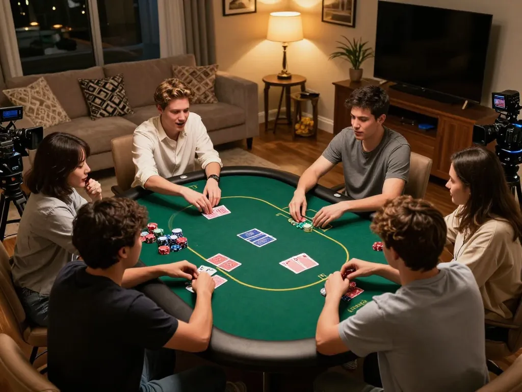 Players enjoying a poker night with net88-themed games, showcasing excitement and camaraderie.