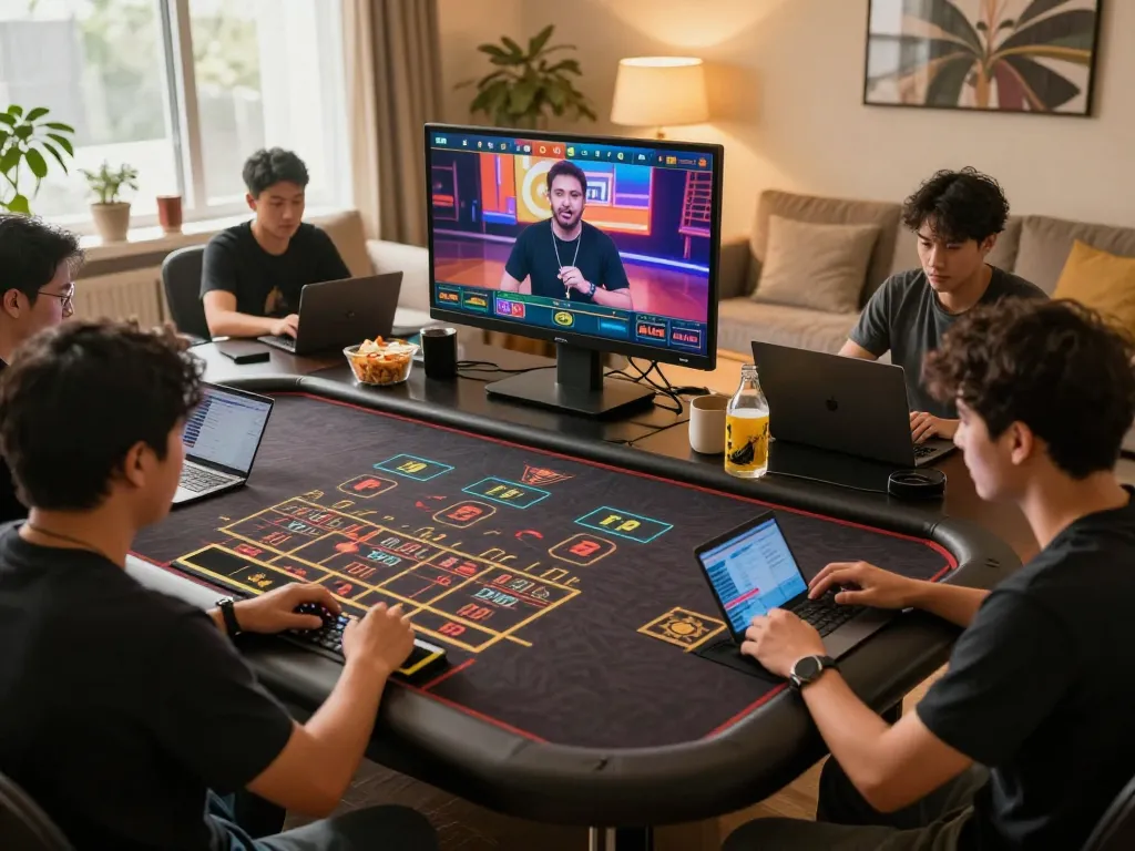 Players engaging in live dealer game on 555win, showcasing a dynamic online gambling atmosphere.