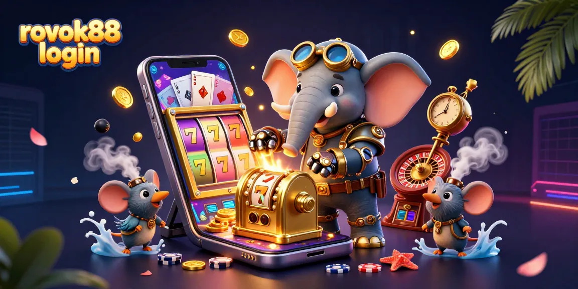 Experience the thrill of rokok88 login with a steampunk elephant in action on a golden slot machine.