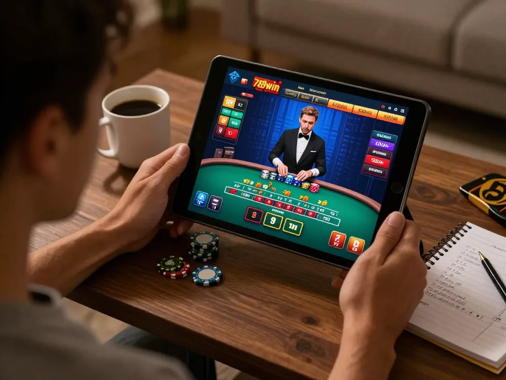 Engaging online blackjack scene with 789win casino interface showcasing strategic gameplay