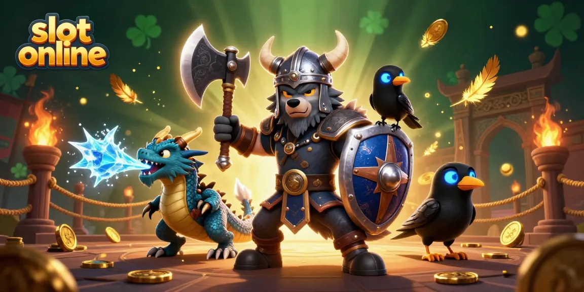 Experience thrilling spins with slot online as a Viking warrior triumphs over challenges alongside mythical creatures.