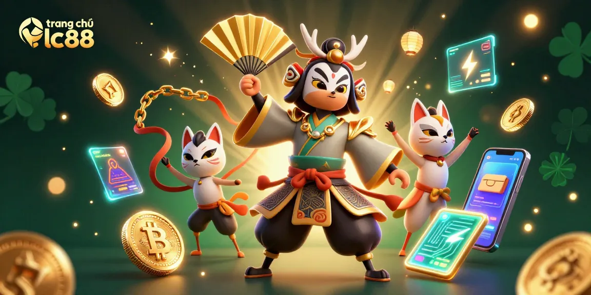 Join the excitement at trang chủ lc88 with dazzling online gaming, showcasing vibrant characters and crypto elements.