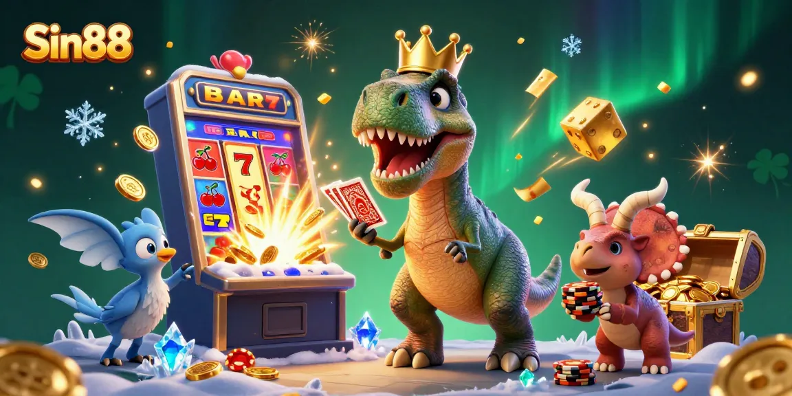 Sin88's vibrant world of exciting slot games and joyful characters celebrating casino wins.