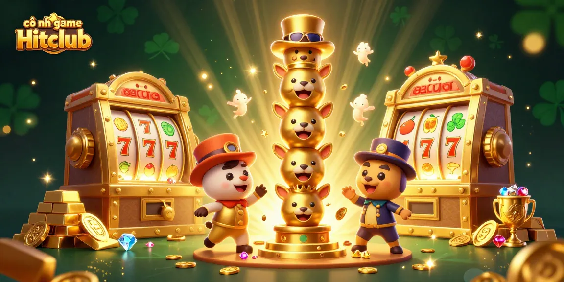 Play thrilling slots at cổng game Hitclub with animated golden totem and sparkling gems.