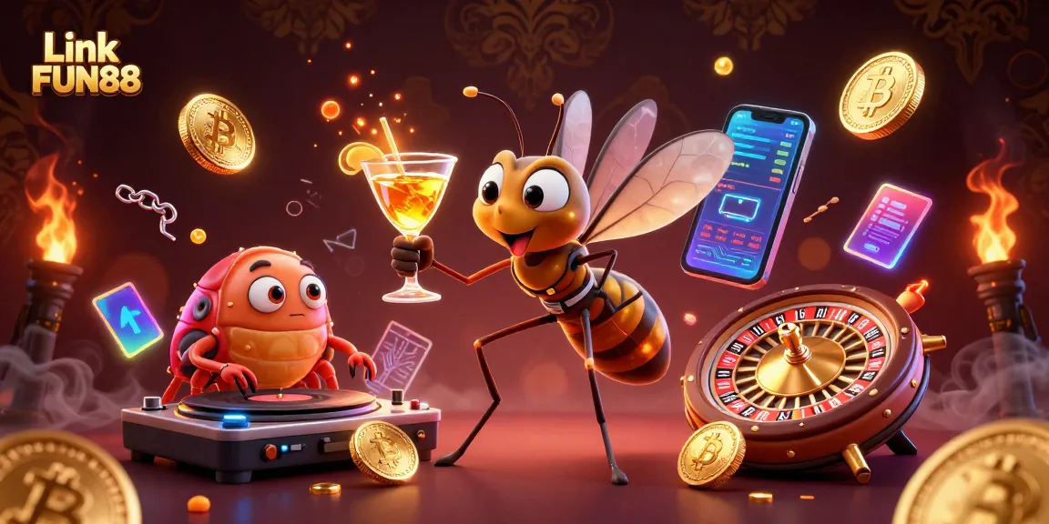 Experience thrilling games at Link FUN88 with vibrant casino elements and lively characters.