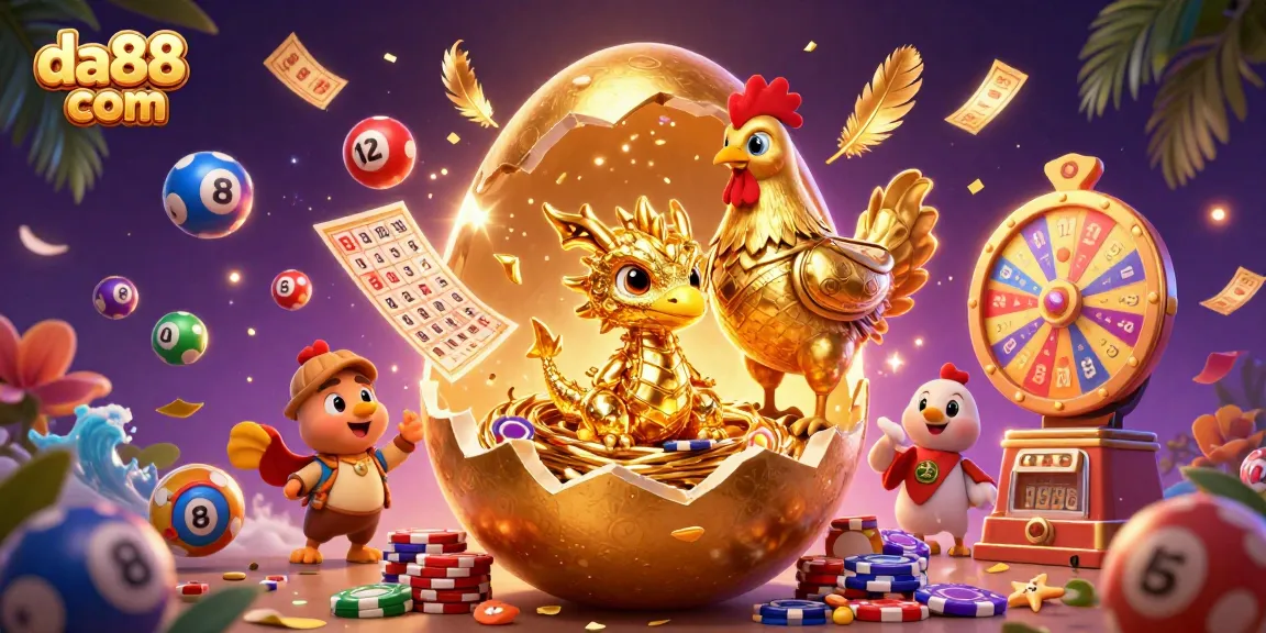 Watch da88 com's golden dragon reveal thrilling slots and dynamic lottery games in this vibrant casino scene.