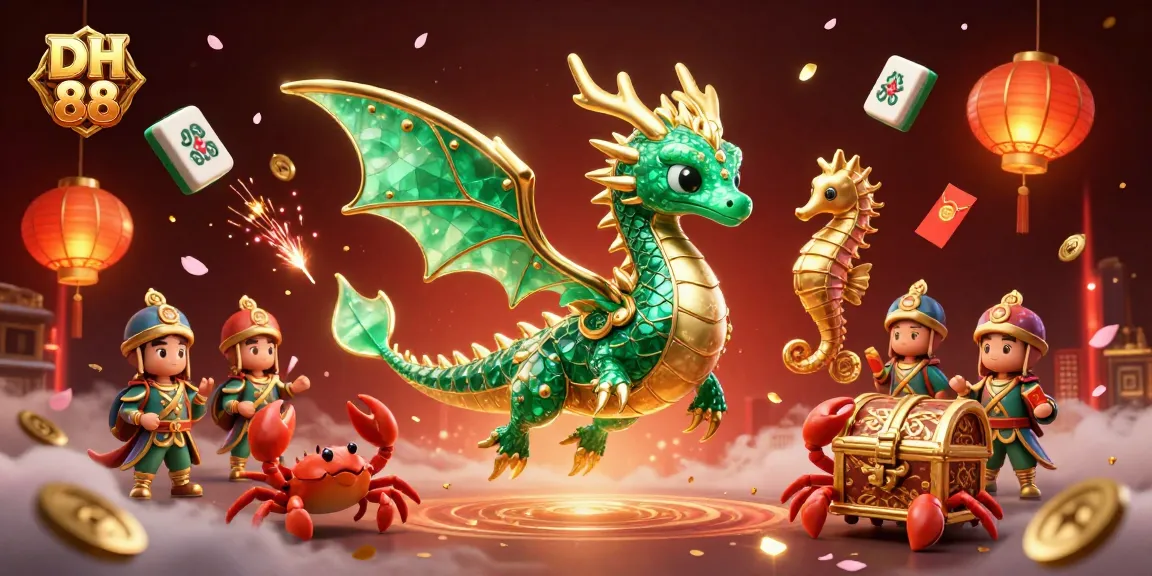 Experience the thrill at DH 88 with a vibrant 3D casino scene featuring a majestic sea dragon.